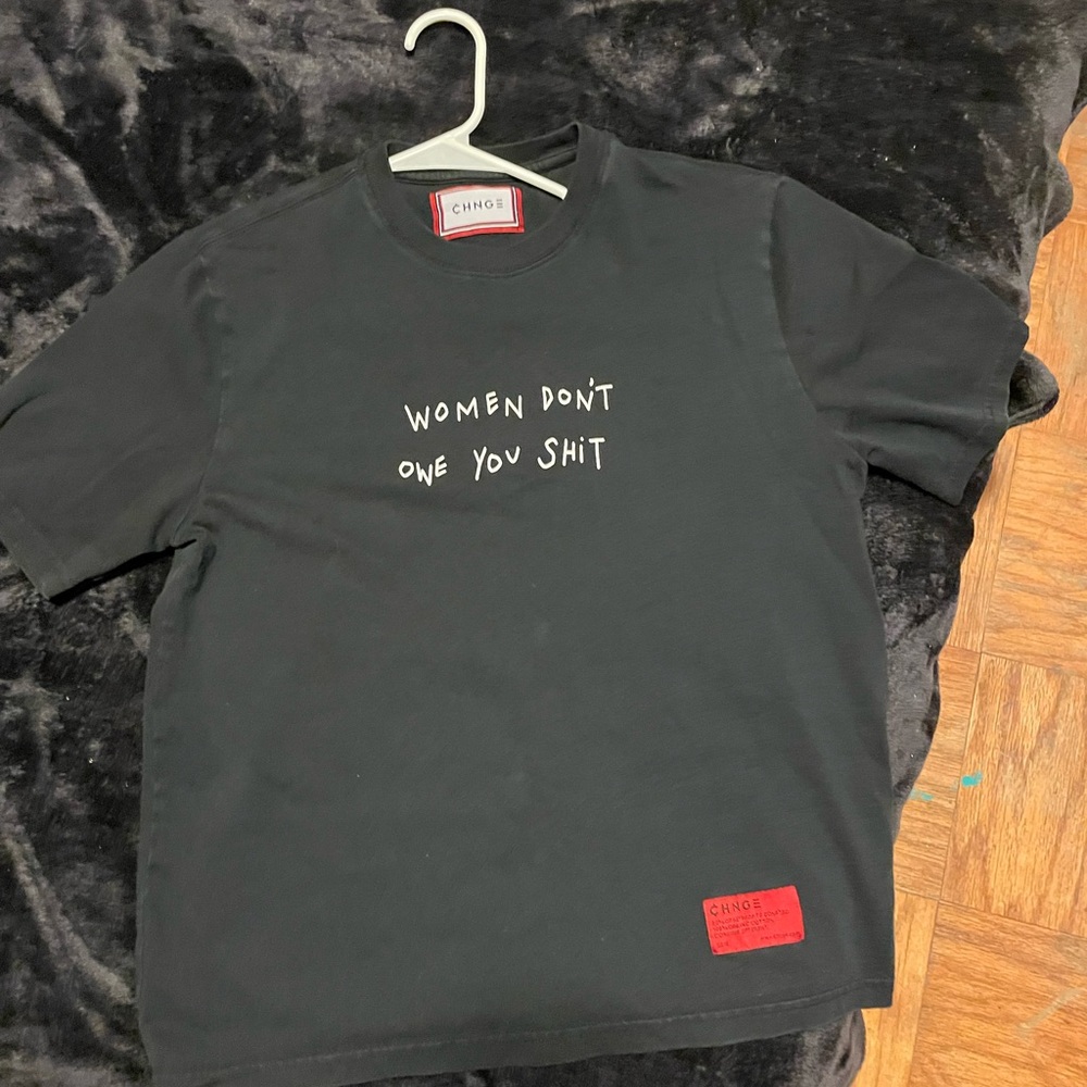 CHNGE Black Tee with Red Brand Patch